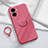 Custodia Silicone Ultra Sottile Morbida Cover con Magnetico Anello Supporto S02 per Vivo iQOO Z7x 5G Rosa Caldo