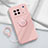 Custodia Silicone Ultra Sottile Morbida Cover con Magnetico Anello Supporto S02 per Vivo X Note Rosa