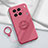 Custodia Silicone Ultra Sottile Morbida Cover con Magnetico Anello Supporto S02 per Vivo X90 5G Rosa Caldo