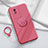 Custodia Silicone Ultra Sottile Morbida Cover con Magnetico Anello Supporto S02 per Vivo Y02t Rosa Caldo