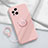 Custodia Silicone Ultra Sottile Morbida Cover con Magnetico Anello Supporto S03 per Oppo Find X3 5G Rosa