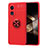 Custodia Silicone Ultra Sottile Morbida Cover con Magnetico Anello Supporto SD1 per Huawei Honor X5 Plus Rosso