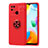 Custodia Silicone Ultra Sottile Morbida Cover con Magnetico Anello Supporto SD1 per Xiaomi Redmi 10 India Rosso