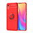 Custodia Silicone Ultra Sottile Morbida Cover con Magnetico Anello Supporto SD1 per Xiaomi Redmi 9A Rosso