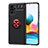 Custodia Silicone Ultra Sottile Morbida Cover con Magnetico Anello Supporto SD1 per Xiaomi Redmi Note 10 4G Rosso e Nero