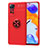 Custodia Silicone Ultra Sottile Morbida Cover con Magnetico Anello Supporto SD1 per Xiaomi Redmi Note 11 Pro 4G Rosso