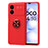 Custodia Silicone Ultra Sottile Morbida Cover con Magnetico Anello Supporto SD1 per Xiaomi Redmi Note 11R 5G Rosso