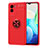 Custodia Silicone Ultra Sottile Morbida Cover con Magnetico Anello Supporto SD2 per Vivo Y72t Rosso