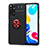Custodia Silicone Ultra Sottile Morbida Cover con Magnetico Anello Supporto SD2 per Xiaomi Redmi Note 11 4G (2022) Rosso e Nero
