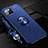 Custodia Silicone Ultra Sottile Morbida Cover con Magnetico Anello Supporto T01 per Apple iPhone 11 Pro Blu