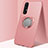 Custodia Silicone Ultra Sottile Morbida Cover con Magnetico Anello Supporto T01 per Oppo Find X2 Neo Oro Rosa