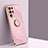 Custodia Silicone Ultra Sottile Morbida Cover con Magnetico Anello Supporto T01 per Samsung Galaxy S21 Ultra 5G Oro Rosa