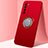 Custodia Silicone Ultra Sottile Morbida Cover con Magnetico Anello Supporto T02 per Huawei Honor Play4 5G Rosso