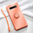 Custodia Silicone Ultra Sottile Morbida Cover con Magnetico Anello Supporto T02 per Samsung Galaxy S10 Arancione