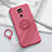 Custodia Silicone Ultra Sottile Morbida Cover con Magnetico Anello Supporto T02 per Xiaomi Redmi 10X 4G Rosso Rosa