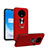 Custodia Silicone Ultra Sottile Morbida Cover con Magnetico Anello Supporto T03 per OnePlus 7T Rosso