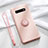 Custodia Silicone Ultra Sottile Morbida Cover con Magnetico Anello Supporto T03 per Samsung Galaxy S10 Plus Rosa