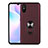 Custodia Silicone Ultra Sottile Morbida Cover con Magnetico Anello Supporto T03 per Xiaomi Redmi 9A Rosso Rosa