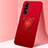 Custodia Silicone Ultra Sottile Morbida Cover con Magnetico Anello Supporto T04 per Oppo Reno3 Pro Rosso