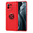 Custodia Silicone Ultra Sottile Morbida Cover con Magnetico Anello Supporto T04 per Xiaomi Mi 11 Lite 5G NE Rosso