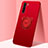 Custodia Silicone Ultra Sottile Morbida Cover con Magnetico Anello Supporto T05 per Oppo A91 Rosso