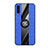 Custodia Silicone Ultra Sottile Morbida Cover con Magnetico Anello Supporto X02L per Samsung Galaxy A50 Blu