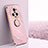 Custodia Silicone Ultra Sottile Morbida Cover con Magnetico Anello Supporto XL1 per Huawei Honor Magic5 Pro 5G Rosa Caldo