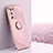 Custodia Silicone Ultra Sottile Morbida Cover con Magnetico Anello Supporto XL1 per Oppo A56 5G Rosa