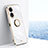 Custodia Silicone Ultra Sottile Morbida Cover con Magnetico Anello Supporto XL1 per Oppo A58 5G Bianco