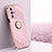 Custodia Silicone Ultra Sottile Morbida Cover con Magnetico Anello Supporto XL1 per Oppo A93s 5G Rosa