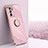 Custodia Silicone Ultra Sottile Morbida Cover con Magnetico Anello Supporto XL1 per Oppo Reno6 Z 5G Rosa