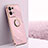 Custodia Silicone Ultra Sottile Morbida Cover con Magnetico Anello Supporto XL1 per Oppo Reno8 Pro+ Plus 5G Rosa