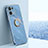 Custodia Silicone Ultra Sottile Morbida Cover con Magnetico Anello Supporto XL1 per Oppo Reno9 5G Blu