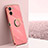 Custodia Silicone Ultra Sottile Morbida Cover con Magnetico Anello Supporto XL1 per Realme V20 5G Rosa Caldo