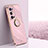 Custodia Silicone Ultra Sottile Morbida Cover con Magnetico Anello Supporto XL1 per Vivo X70 Pro+ Plus 5G Rosa