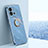 Custodia Silicone Ultra Sottile Morbida Cover con Magnetico Anello Supporto XL1 per Vivo X80 Lite 5G Blu