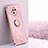 Custodia Silicone Ultra Sottile Morbida Cover con Magnetico Anello Supporto XL1 per Xiaomi Redmi Note 9 5G Rosa