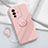 Custodia Silicone Ultra Sottile Morbida Cover con Magnetico Anello Supporto Z01 per Vivo V23 5G Rosa