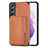 Custodia Silicone Ultra Sottile Morbida Cover con Magnetico S05D per Samsung Galaxy S21 5G Marrone