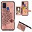 Custodia Silicone Ultra Sottile Morbida Cover con Magnetico S06D per Samsung Galaxy A21s Oro Rosa