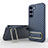 Custodia Silicone Ultra Sottile Morbida Cover con Supporto KC1 per Samsung Galaxy S22 5G Blu