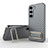 Custodia Silicone Ultra Sottile Morbida Cover con Supporto KC1 per Samsung Galaxy S22 5G Grigio