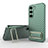 Custodia Silicone Ultra Sottile Morbida Cover con Supporto KC1 per Samsung Galaxy S22 5G Verde