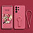 Custodia Silicone Ultra Sottile Morbida Cover con Supporto per Samsung Galaxy S21 Ultra 5G Rosso Rosa