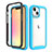 Custodia Silicone Ultra Sottile Morbida Cover Fronte e Retro 360 Gradi per Apple iPhone 14 Plus Blu e Nero