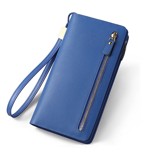 Borsetta Pochette Custodia In Pelle di Seta Universale T01 Blu