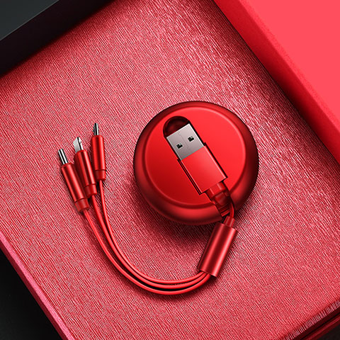 Cavo da Lightning USB a Cavetto Ricarica Carica Android Micro USB C09 per Apple iPad Pro 12.9 (2018) Rosso