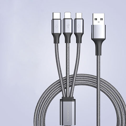 Cavo da Lightning USB a Cavetto Ricarica Carica Android Micro USB Type-C 3.5A H01 per Apple iPad Pro 11 (2021) Grigio Scuro