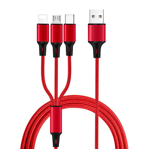 Cavo da Lightning USB a Cavetto Ricarica Carica Android Micro USB Type-C ML08 Rosso