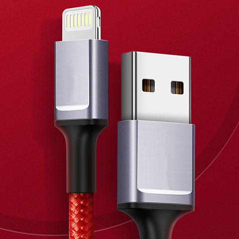 Cavo da USB a Cavetto Ricarica Carica C03 per Apple iPad Mini 4 Rosso